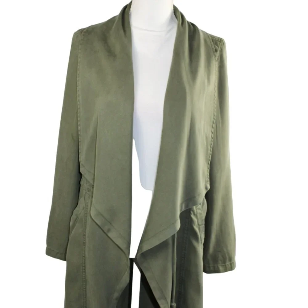 Max Jeans Vetiver Khaki Olive Green Long Drape Front Collar Boho  Jacket…